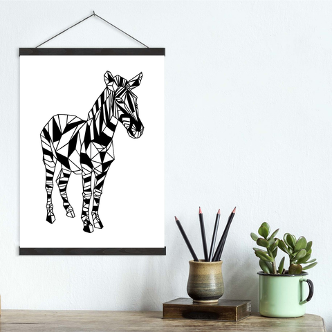 Geometric Lines Zebra Canvas Wall Art Print