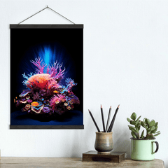 Neon Bold Colors Coral Reef Canvas Wall Art Print