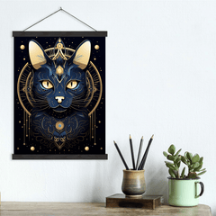 Enigmatic Feline Geometric Canvas Wall Art Print