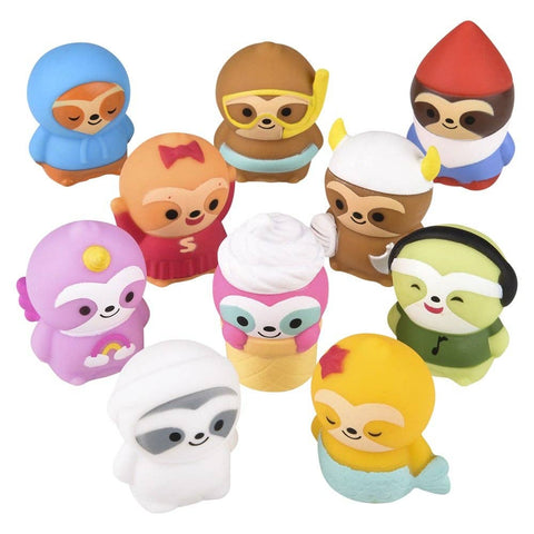 2" RUBBER SLOTH ASSORTMENT LLB kids toys