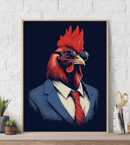 Rooster Suit Canvas Wall Art print