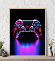 Neon Flux PS5 Controller Canvas Wall Art Print