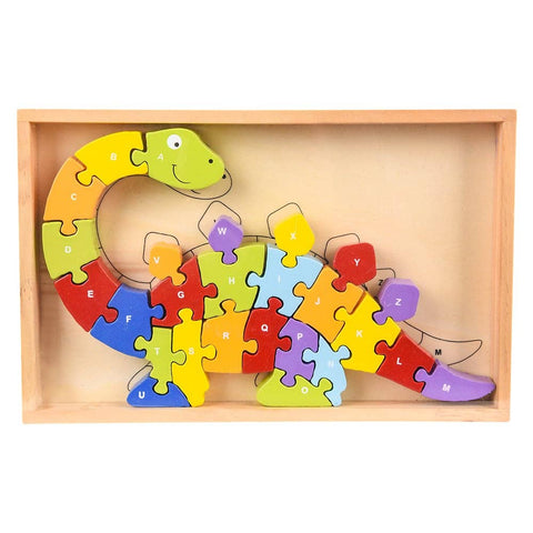 11" x 7" WOODEN DINOSAUR LETTER PUZZLE LLB Puzzle