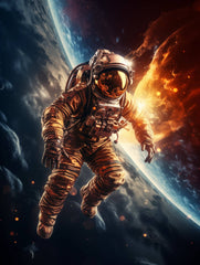 Interstellar Astronaut Solar Flare Wall Art Print