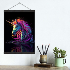 Neon Bold Bright Colored Unicorn Canvas Wall Art Print