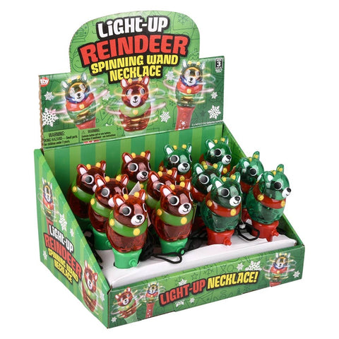 Light Up Xmas Reindeer Spinng Wand Necklace  - LLB Toys