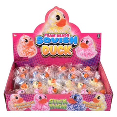 2.3" Mini Squeezy Foam Bead Ducky 24ct - LLB Toys