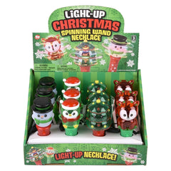 Light Up Christmas Spinning Wand Necklaces 4.5" - LLB Toys