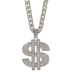 Dollar Sign Necklace Silver 30" - LLB Toys