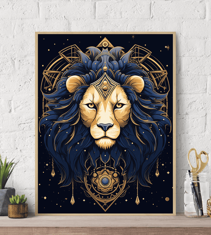 Mystical Golden Lion Canvas Wall Art print