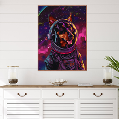 Astronaut Doberman Canvas Wall Art Print