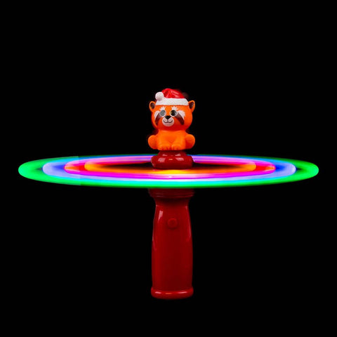 7.5" Light-Up Red Panda Christmas Spinning Wand- LLB Toys