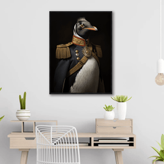 Penguin in Uniform Canvas Wall Art Print Poster