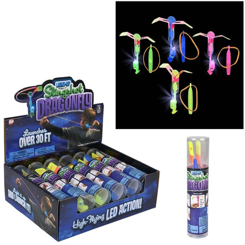 Premium Blue Light-Up Slingshot Dragonfly 12ct - LLB Toys