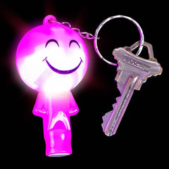 2" LIGHT-UP SMILEY FACE WHISTLE KEYCHAIN LLB Light-up Toys