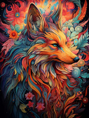 Fantasy Floral Fox Canvas Wall Art Print