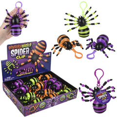 3" Wiggle Sensory Spider Clip On 12ct LLB kids toys