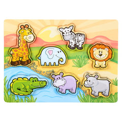 11.75" x 10.25" 7 PC CHUNKY SAFARI TOON PUZZLE LLB Puzzle