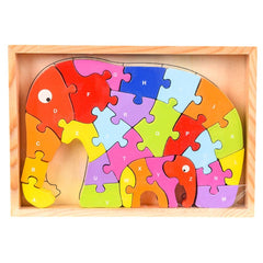 9.25" x 6.5" WOODEN ELEPHANT LETTER PUZZLE LLB Puzzle