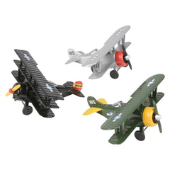 5" DIECAST PULL BACK CLASSIC BIPLANE LLB  Toy Plane-Kids