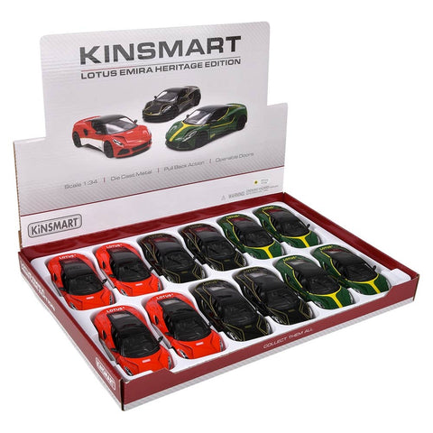 5" Diecast Pull Back Lotus Emira Heritage 12ct - LLB Toys