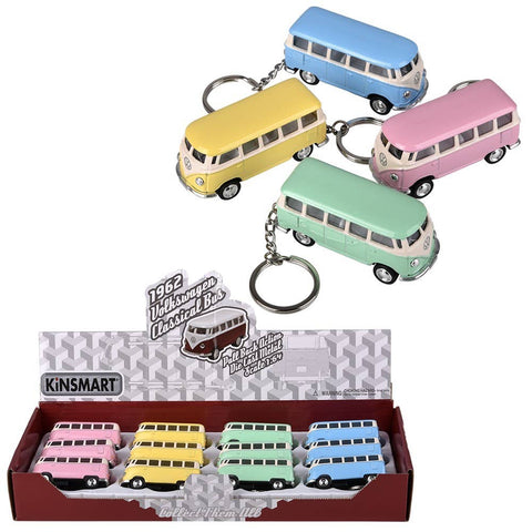 2.5" Diecast Pull Back 1962 VW Bus Keychain-Pastel Top