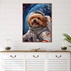 Shih Tzu Gold Nasa Astronaut Canvas Wall Art Print