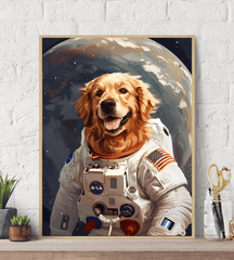 Astronaut Golden Retriever Canvas Wall Art Print