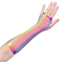 RAINBOW FISHNET FINGERLESS LONG GLOVE LLB kids toys