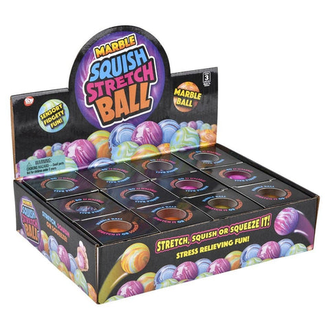 2.33" SQUISH AND STRETCH MARBLEIZED GUMMI BALL LLB kids toys