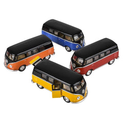 5" Diecast Pull Back 1962 VW Bus With Black Top LLB Car Toys