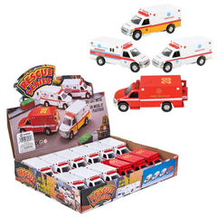 5" DIE-CAST PULL BACK RESCUE AMBULANCE LLB Car Toys