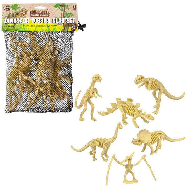 8PC MESH BAG DINOSAUR FOSSIL ASSORTMENT LLB kids toys