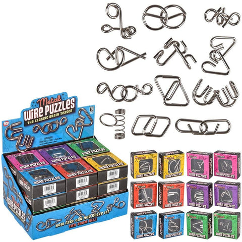 2" Metal IQ Wire Puzzles 24ct - LLB Toys