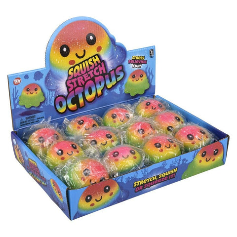 3.5" Squish And Stretch Rainbow Octopus LLB Squishy Toys