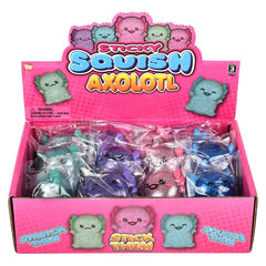 2.25" Squish Sticky Axolotl 12ct LLB Squishy Toys