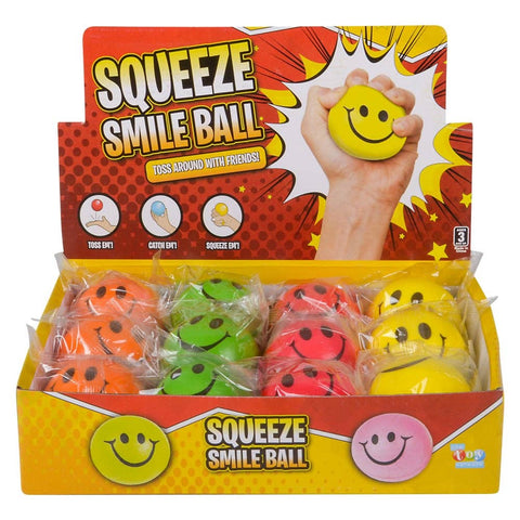 2.5" ASSORTED COLORS SMILEY FACE STRESS BALL LLB kids toys