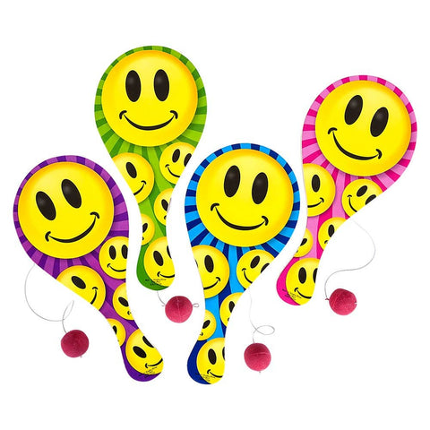 9" SMILE FACE PADDLE BALL LLB kids toys