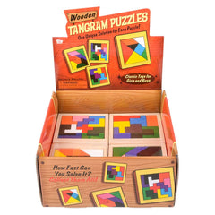4" WOODEN TANGRAM PUZZLES 24PCS DISPLAYS LLB Puzzle