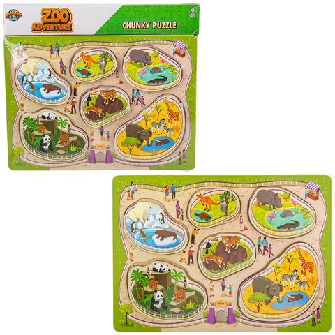 11.75" x 10.25" 6PC CHUNKY BUILD A ZOO PUZZLE LLB Puzzle