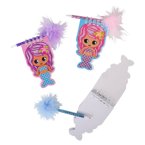 4" MERMAID NOTEBOOK WITH FEATHER PEN LLB Stationary