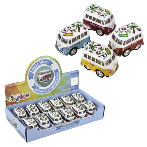 2" Diecast Pull Back VW Mini Flower Power Bus LLB Car Toys