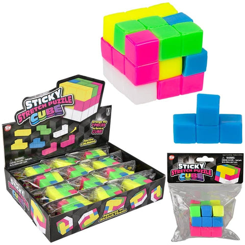 2.5" Sticky Stretch Puzzle Cube 12ct - LLB Toys