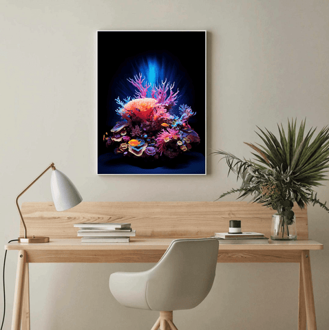 Neon Bold Colors Coral Reef Canvas Wall Art Print
