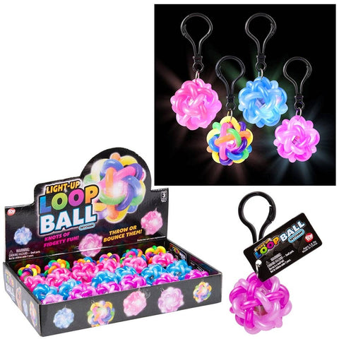 1.5" Light-Up Loop Ball Backpack Clip 24ct - LLB Toys