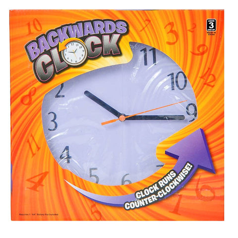 9" BACKWARDS JOKE CLOCK LLB kids toys
