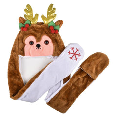 CHRISTMAS plush HOODIE SCARF HAT 35" - LLB Toys